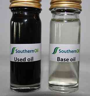 Left - contaminated base oil. Right - clean lube oil.